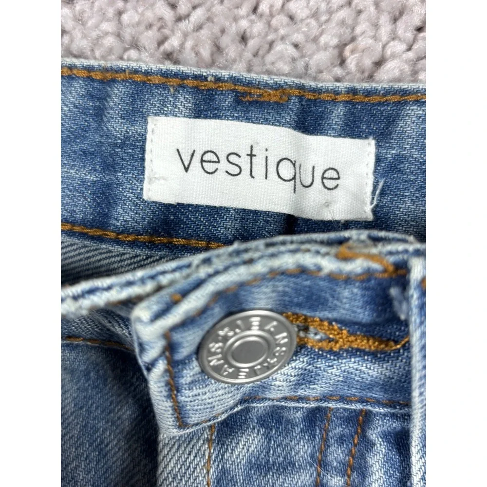 Vestique Durham Denim High Rise Distressed Straight Leg Jeans Light Wash Size 25 - Picture 2 of 16